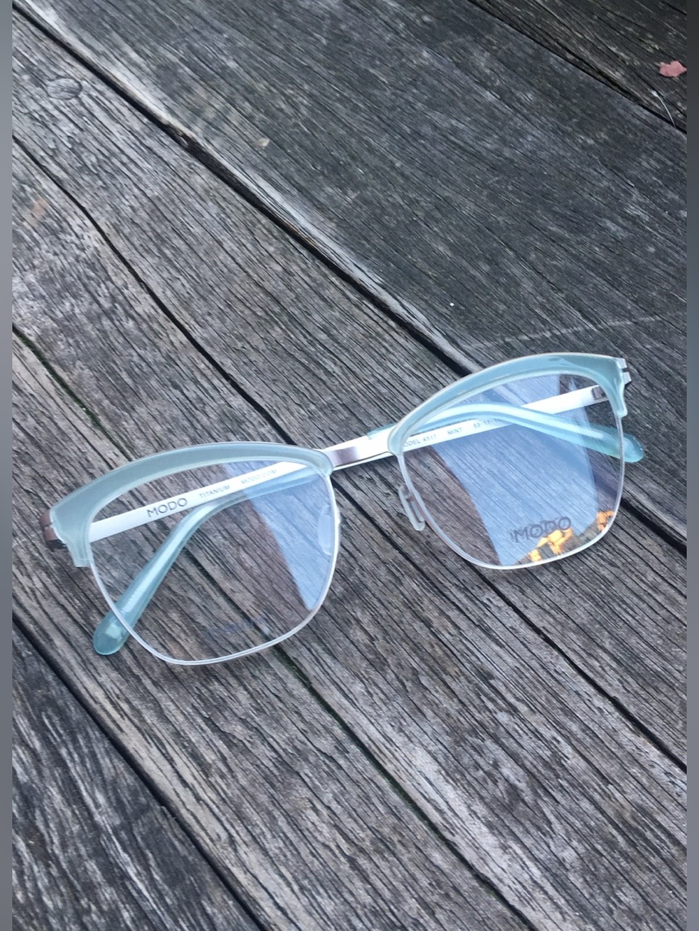 New Modo 4517 Mint Silver Titanium Browline Glasses Eyeglasses Japan